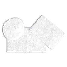 Load image into Gallery viewer, 3pc Set (Style C) Bath Rugs + Round Toilet Lid Rug, White
