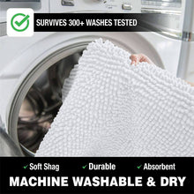 Load image into Gallery viewer, 2 Piece Bath Rug + Square Cutout Toilet Mat Set, White
