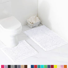 Load image into Gallery viewer, Luxury Chenille Bathroom Rugs 2-Piece Bath Mat Set, Small, White
