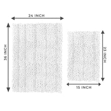 Load image into Gallery viewer, 2 Piece Rectangular Bath Rug Set, 15x23 + 24x36 inch, White
