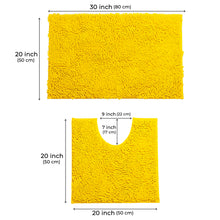 Load image into Gallery viewer, LuxUrux Bathroom Rugs Luxury Chenille 2-Piece Bath Mat Set, Lemon Yellow
