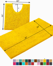 Load image into Gallery viewer, Bathroom Rugs Luxury Chenille 2-Piece Bath Mat Set, Large, Lemon
