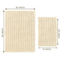 Load image into Gallery viewer, Rectangular 2 Piece Bath Rug Set, 15x23 + 24x36 inch, Cream
