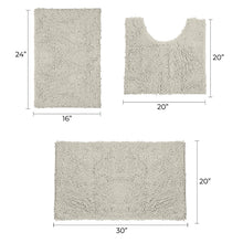 Load image into Gallery viewer, 3 Piece Set (Style A) Bath Rugs + U Shape Toilet Mat, Warm Grey
