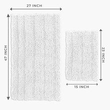 Load image into Gallery viewer, 2 Piece Rectangular Bath Rug Set, 15x23 + 27x47 inch, White
